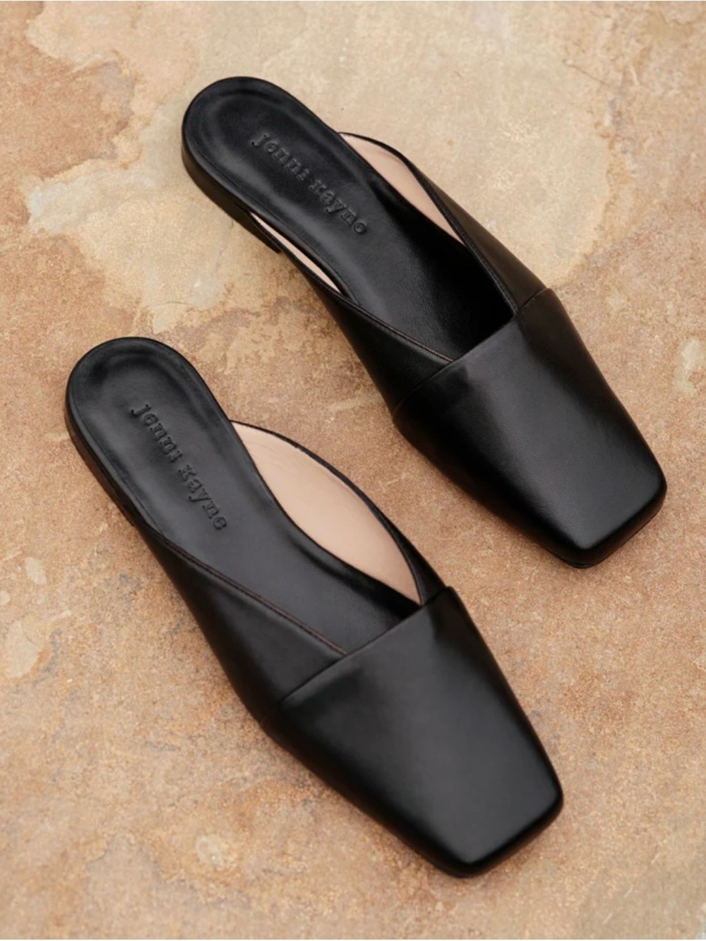 Jenni Kayne Mia Mule Black Leather Square-Toe Slip-On Size 11 - Picture 1 of 6